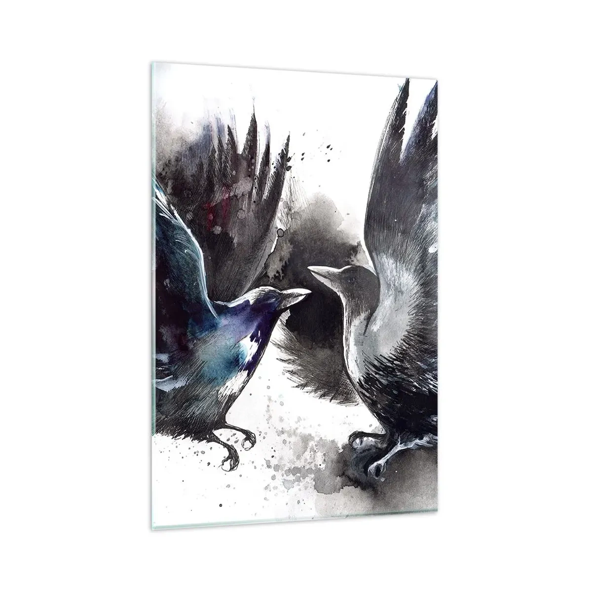 Schilderen op glas - De ene kraai pikt de andere de ogen niet uit - 80x120 cm