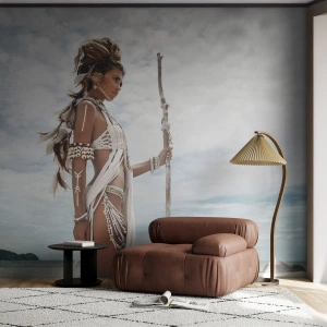 Fotobehang Standard Eco - Koningin van de tropen - Vrouw, Etnische jurk, Stam - 200x140 cm