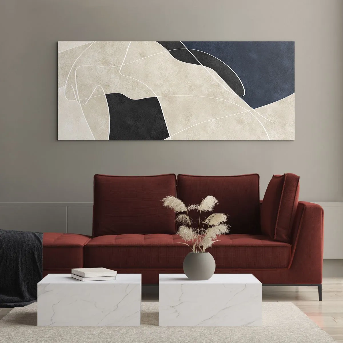 Schilderen op glas - Abstracte compositie – kleurcontrast - 120x50 cm