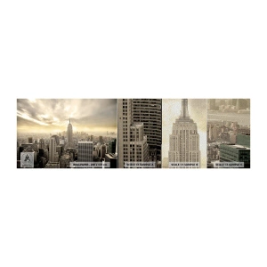 Fotobehang Monster Premium Sand - New York geweven van grijs - Stad, New York, Manhattan - 100x30 cm