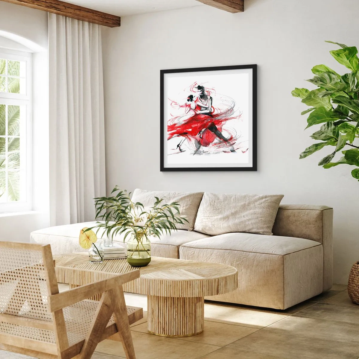Poster in een zwarte lijst - Tango - het ritme van passie - 50x50 cm