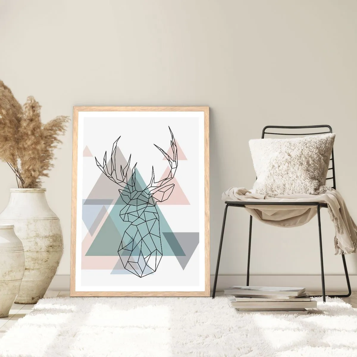 Een poster in een licht eiken lijst - In een geometrisch bos - 70x100 cm