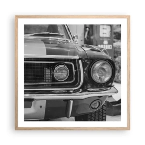 Een poster in een licht eiken lijst - Hard rijden - 60x60 cm