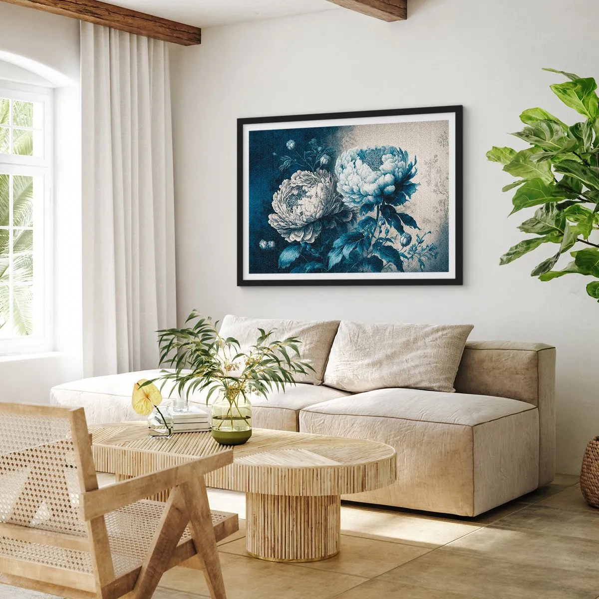 Poster in een zwarte lijst - Bij elkaar passend paar - 70x50 cm