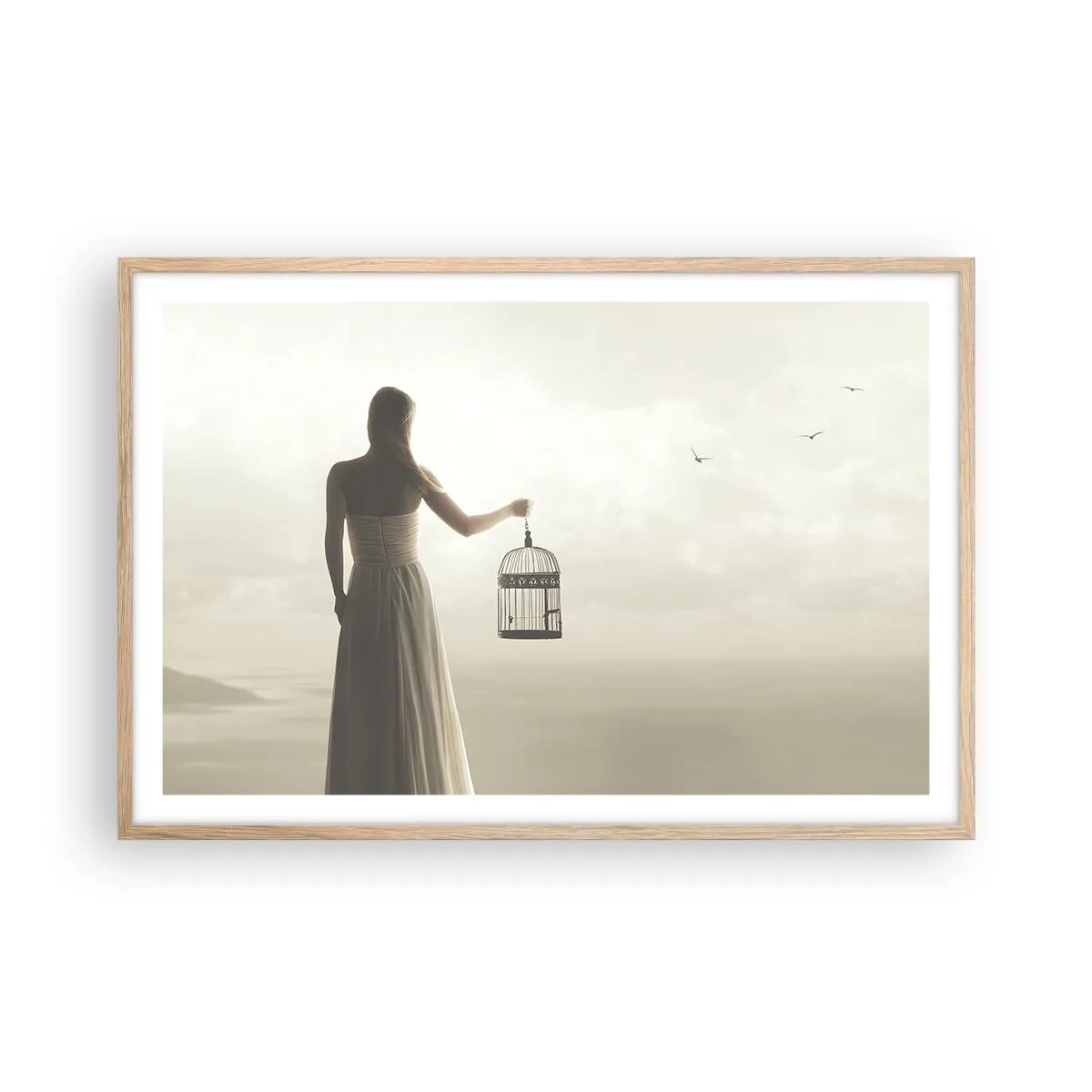 Een poster in een licht eiken lijst - Wees vrij - 91x61 cm