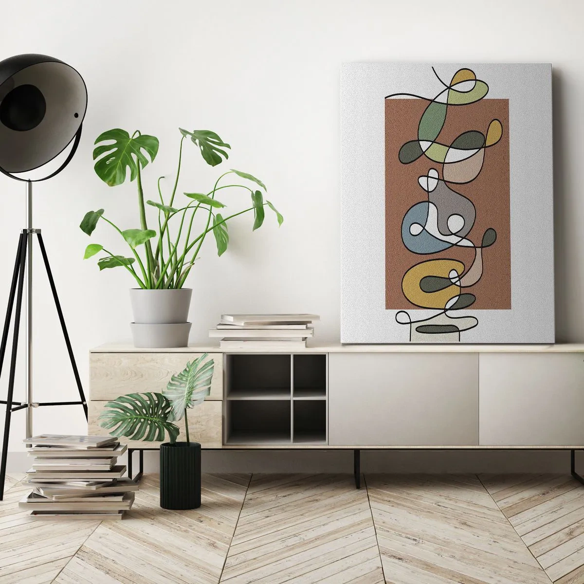 Schilderen op canvas - Abstractie: kleurrijke dans - 55x100 cm
