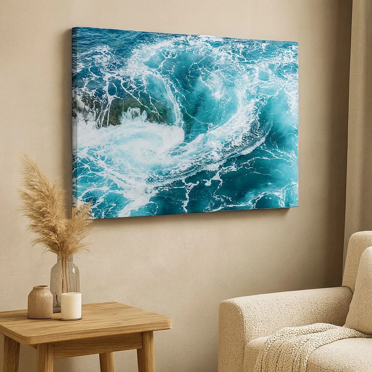 Schilderen op canvas - Dynamische oceaandraaikolk - 70x50cm - De poort naar het binnenste van de aarde - Moderne wanddecoratie voor woonkamer en slaapkamer ARTTOR