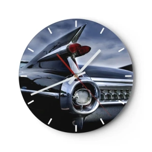 Wandklok - Klok - Achteraanzicht van een klassieke auto met rode lichten - 30x30cm - Daarom is het mooi! - Moderne wanddecoratie voor woonkamer, keuken en slaapkamer ARTTOR