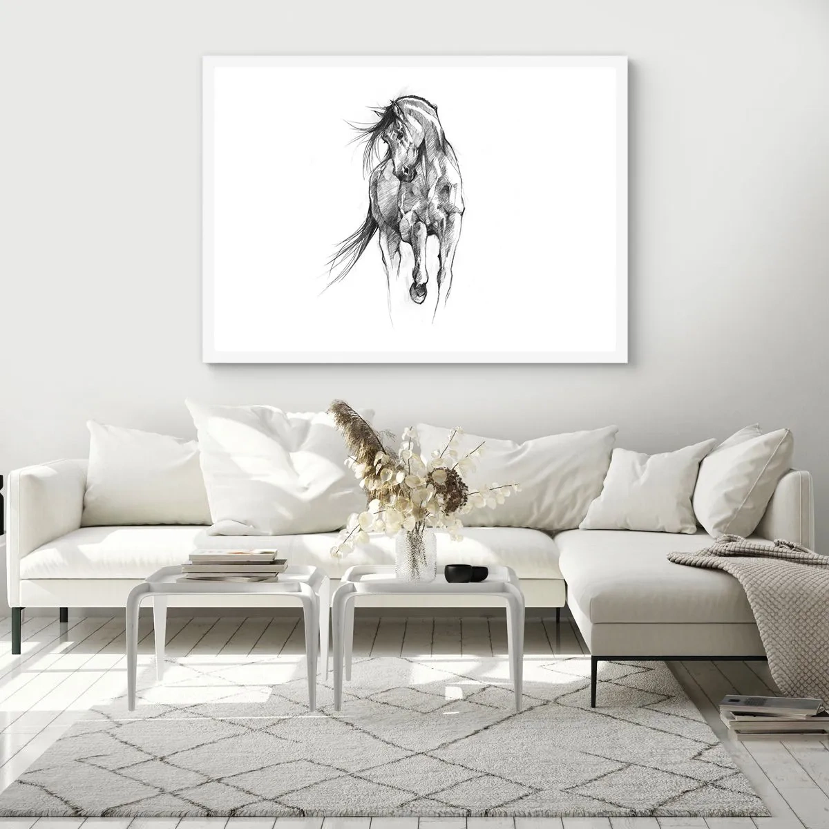 Poster in een witte lijst - In een sierlijke draf - 50x40 cm