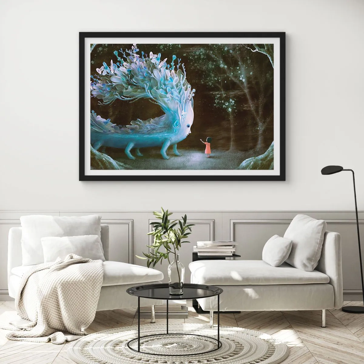 Poster in een zwarte lijst - Fantastische ontmoeting - 50x40 cm