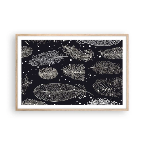 Een poster in een licht eiken lijst - Gevederde kant - 91x61 cm