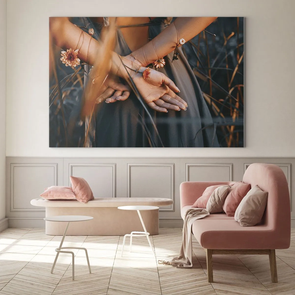 Schilderen op glas - Verbonden met de natuur - 120x80 cm