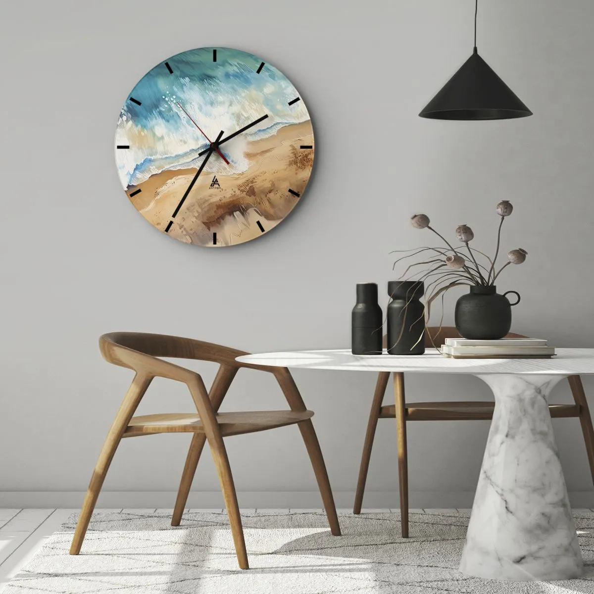 Wandklok - Klok - De terugkerende golf - 40x40 cm