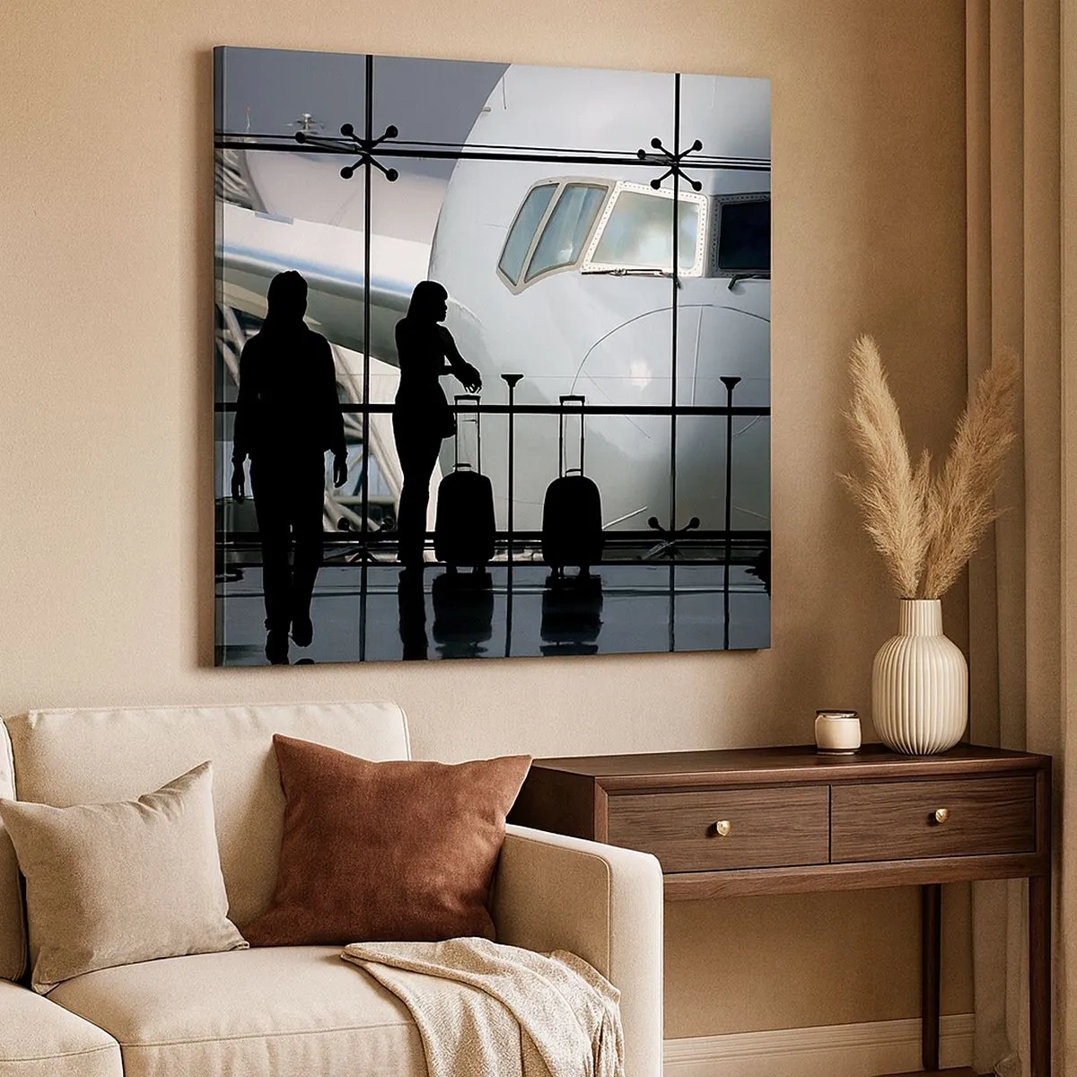 Schilderen op canvas - Vis a vis op de luchthaven - 30x30 cm