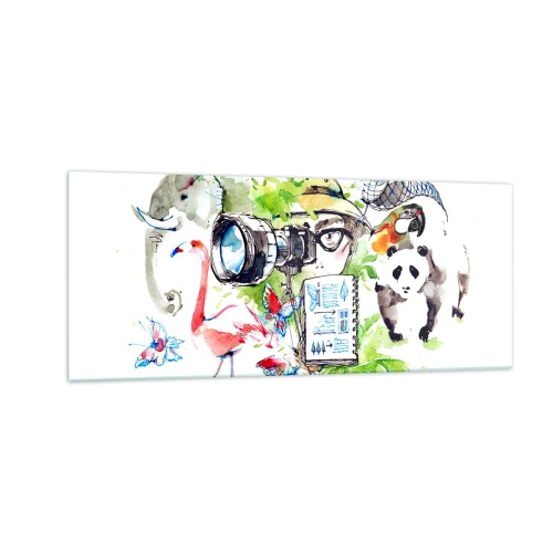 Schilderen op glas - In de lens van een reiziger - 100x40 cm