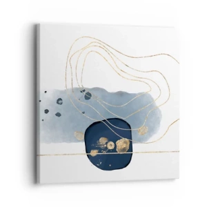 Schilderen op canvas - Blauw en goud fantasie - 30x30 cm