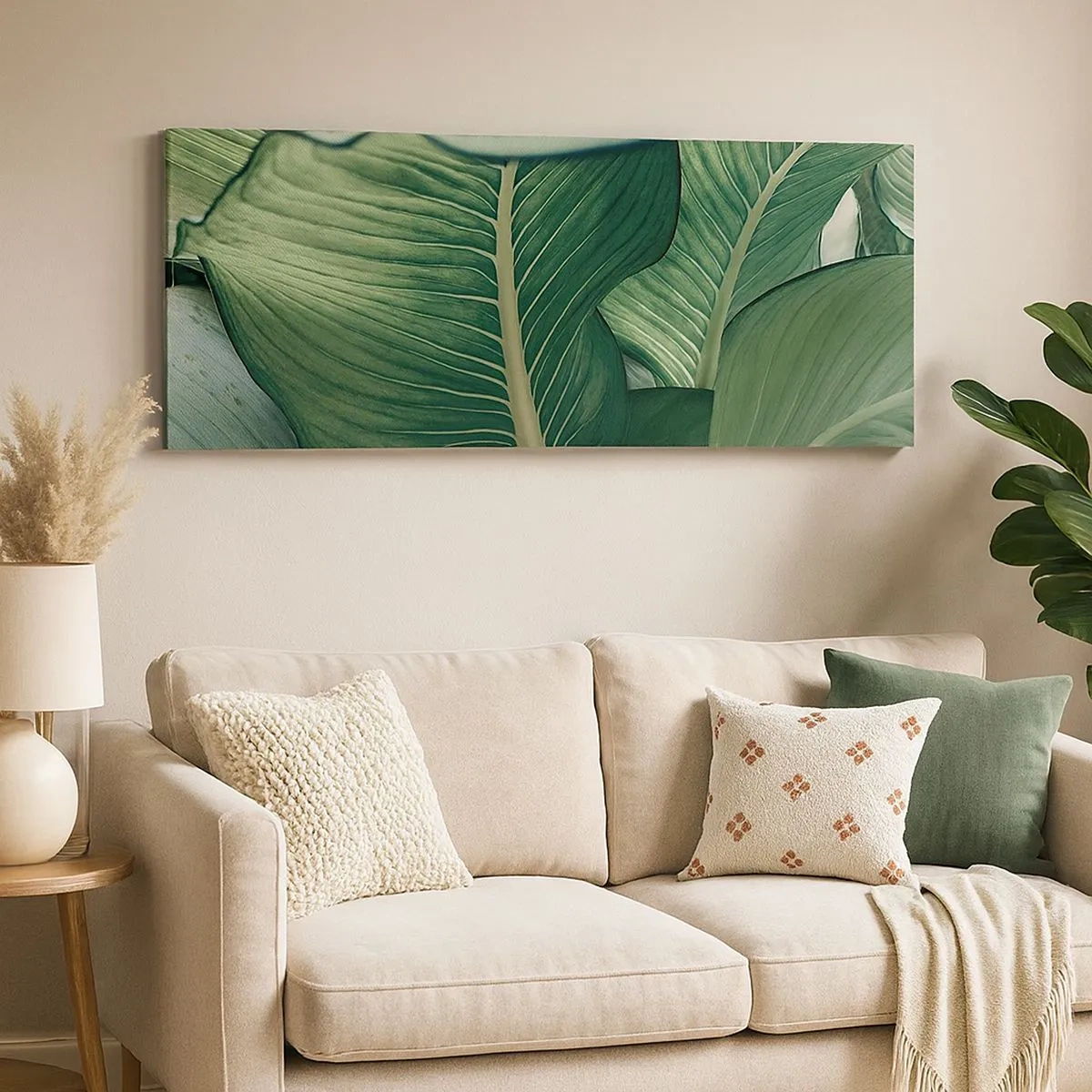 Schilderen op canvas - Intens groen leven - 100x40 cm