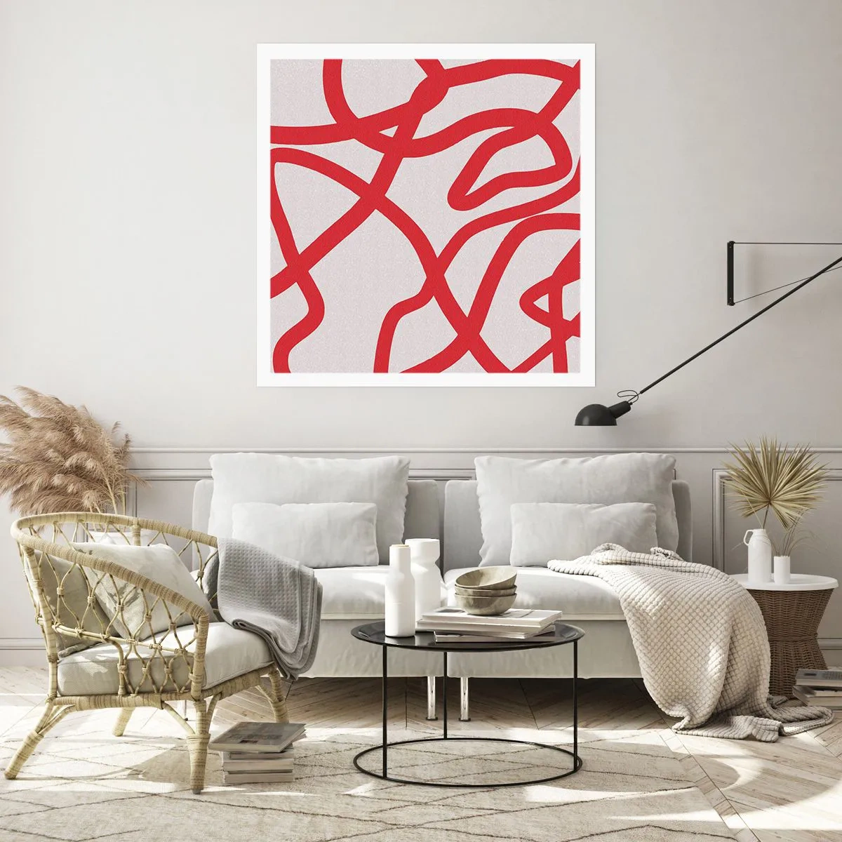 Poster - Rood op wit - 30x30 cm