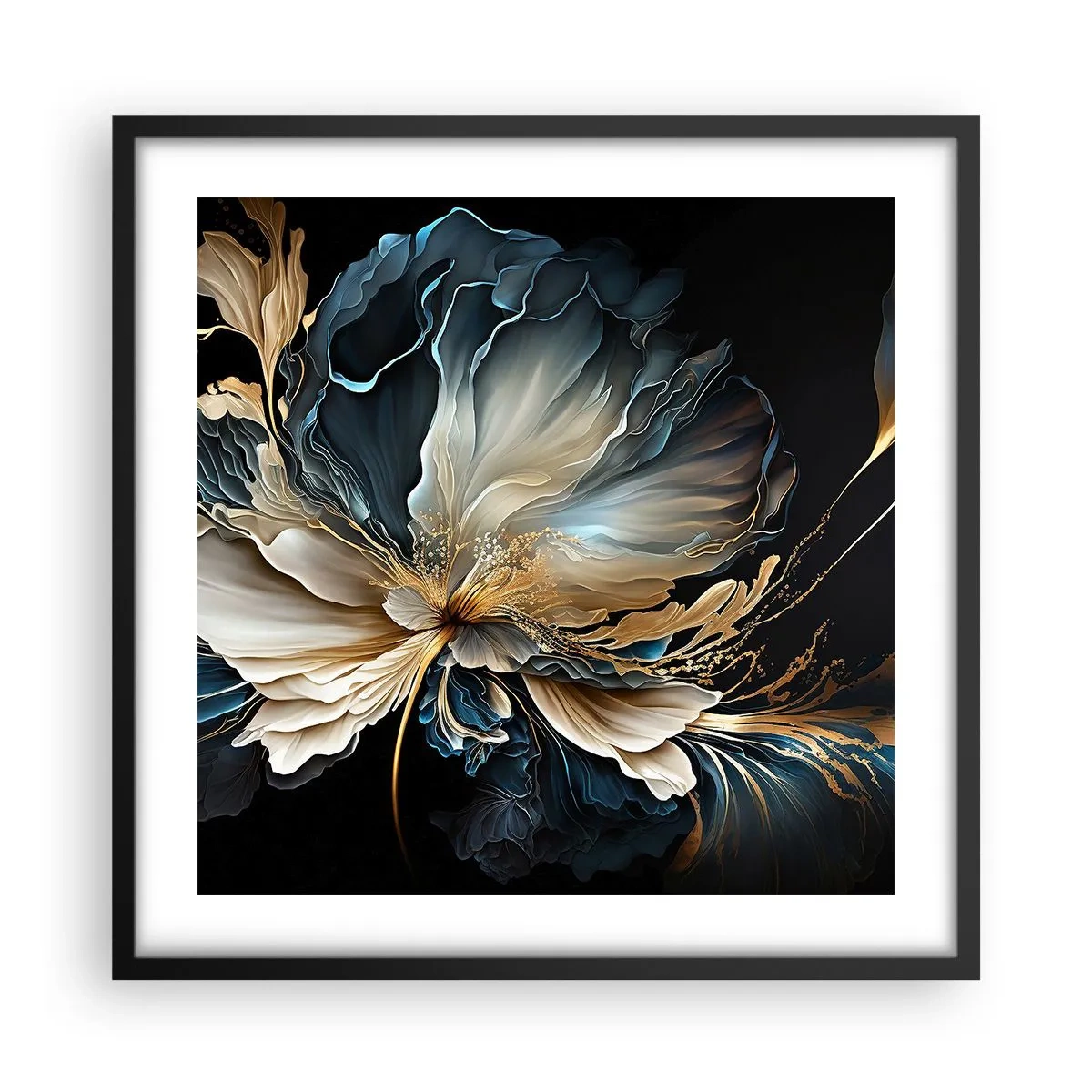 Poster in een zwarte lijst - Sprookjesachtige varenbloem - 50x50 cm