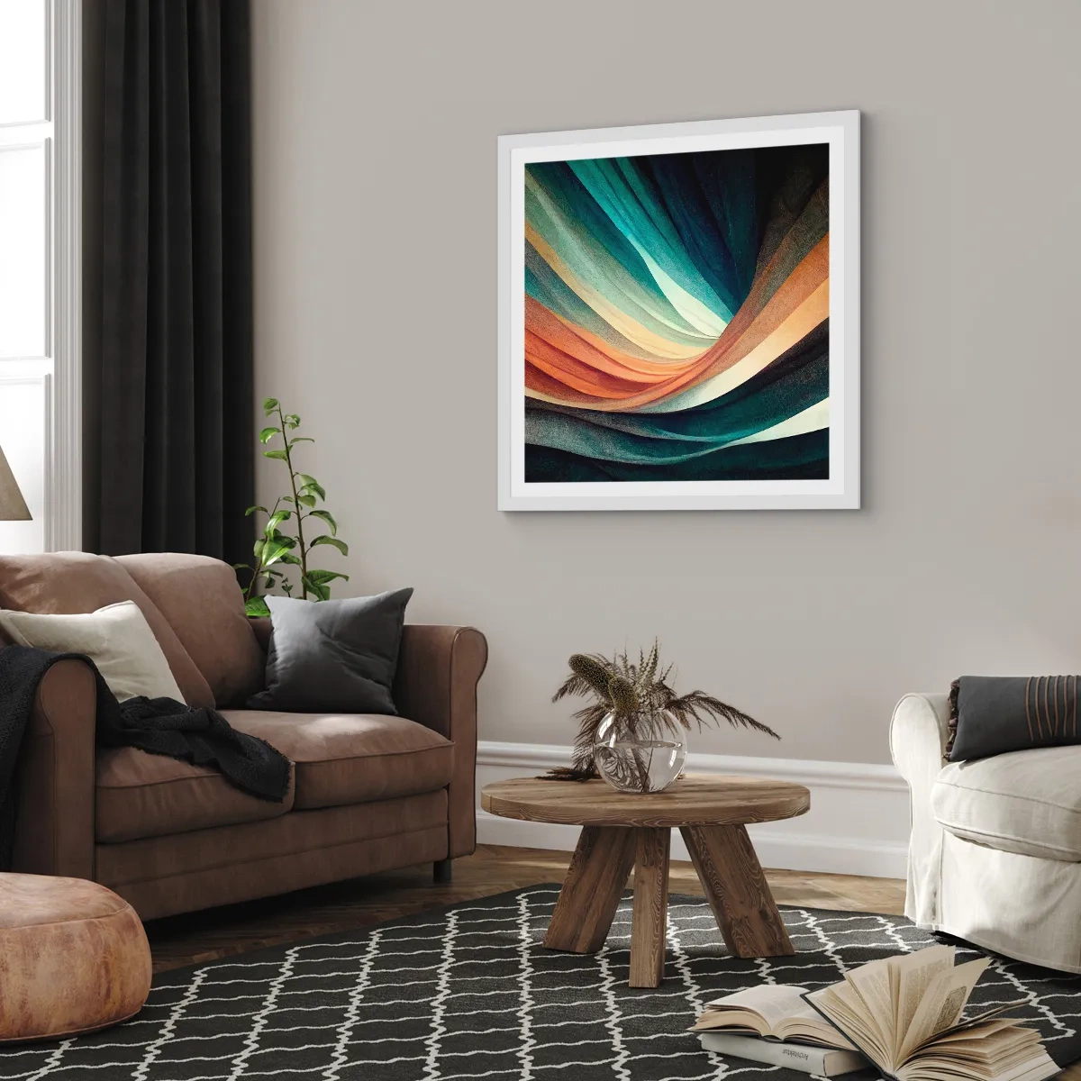 Poster in een witte lijst - Geweven uit kleuren - 40x40 cm