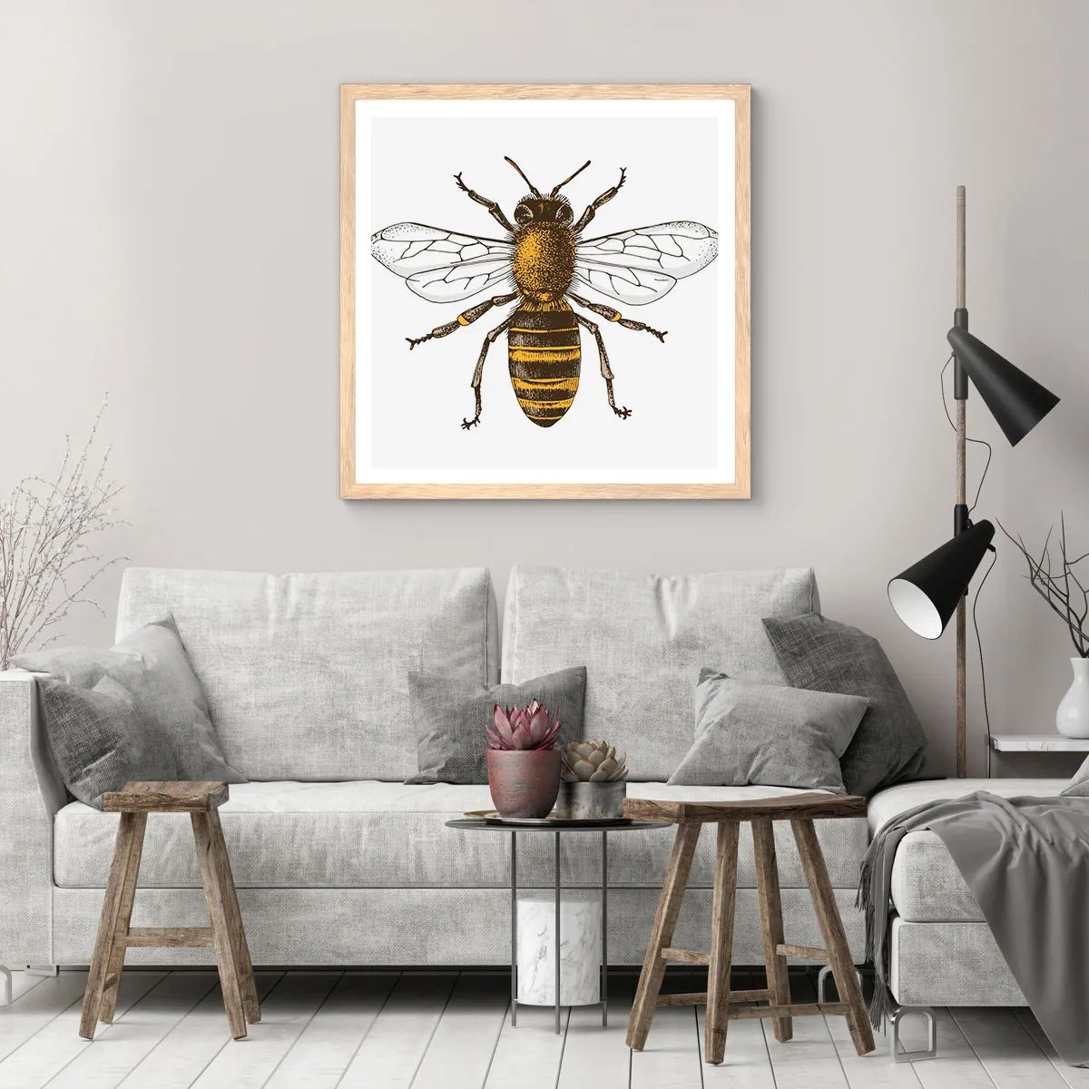 Een poster in een licht eiken lijst - Mooi en goed - 60x60 cm