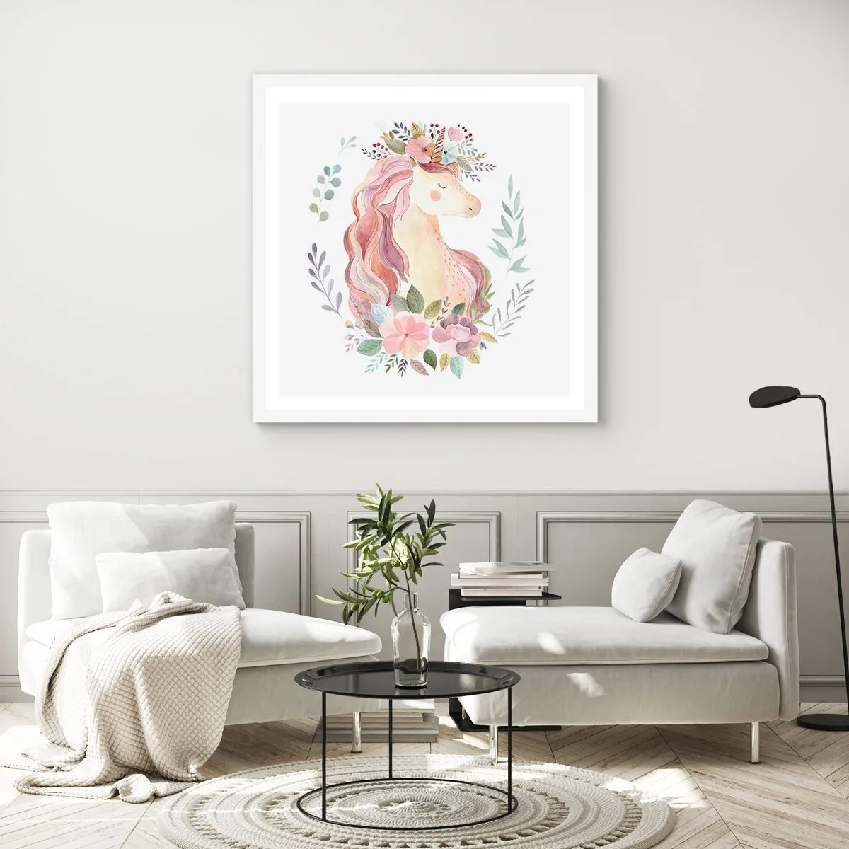 Poster in een witte lijst - Een uitnodiging in de wereld van sprookjes - 60x60 cm