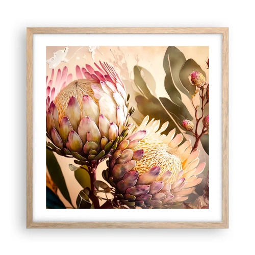 Een poster in een licht eiken lijst - Teeder omarmd - 50x50 cm