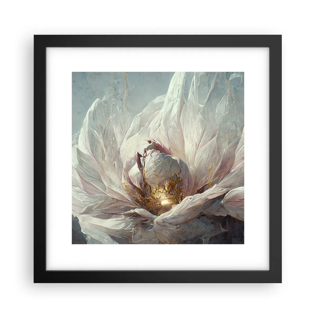 Poster in een zwarte lijst - Hij bloeit eens in de honderd jaar - 30x30 cm