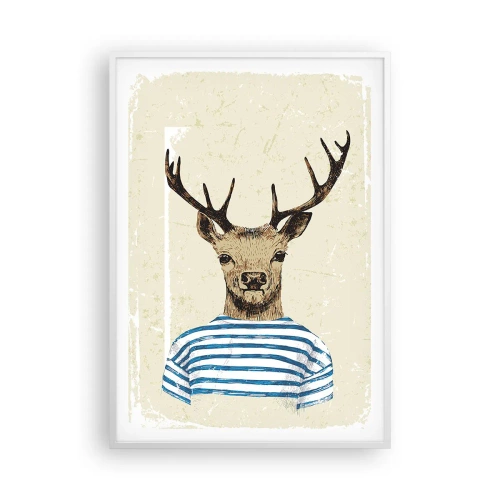 Poster in een witte lijst - Omdat ik van gestreepte t-shirts hou! - 70x100 cm