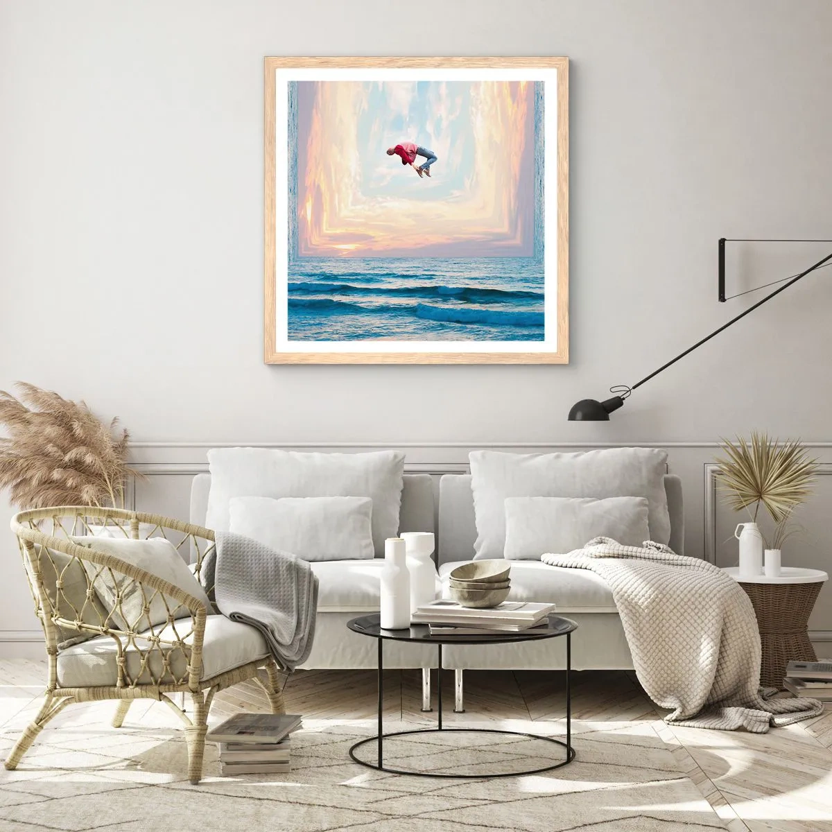 Een poster in een licht eiken lijst - Naar een andere dimensie - 30x30 cm