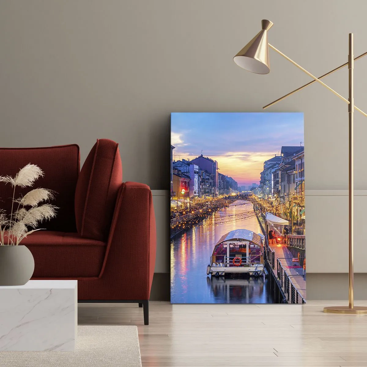 Schilderen op canvas - Een avond vol licht en plezier - 50x70 cm