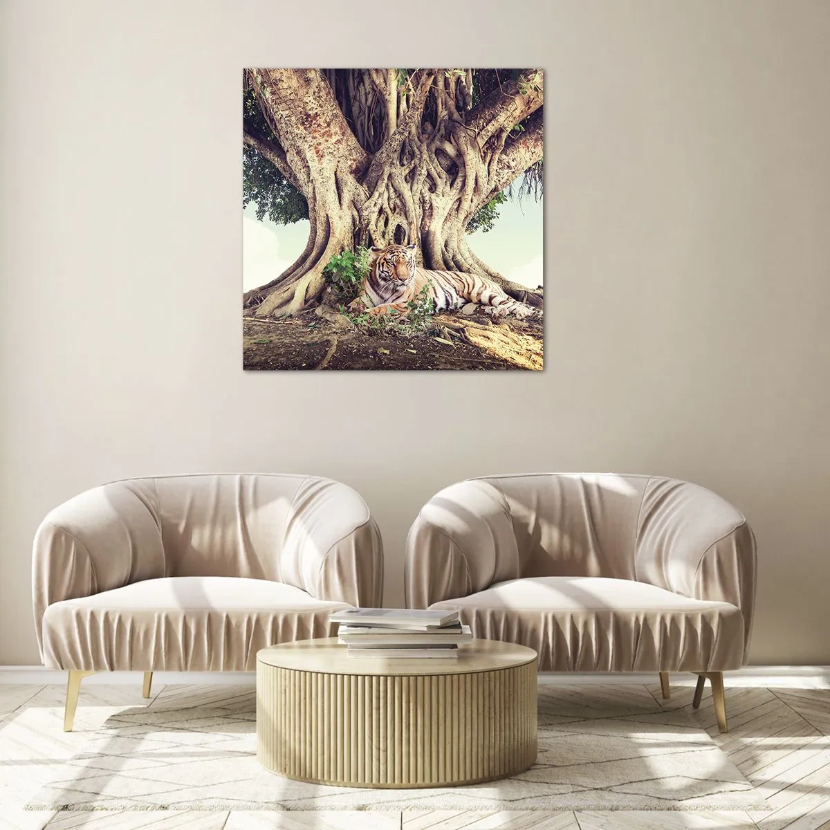 Schilderen op glas - Uitzicht vanuit het boek Genesis - 70x70 cm