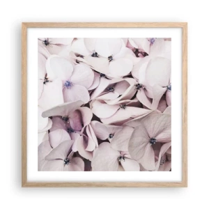 Een poster in een licht eiken lijst - In een vloed van bloemen - 50x50 cm