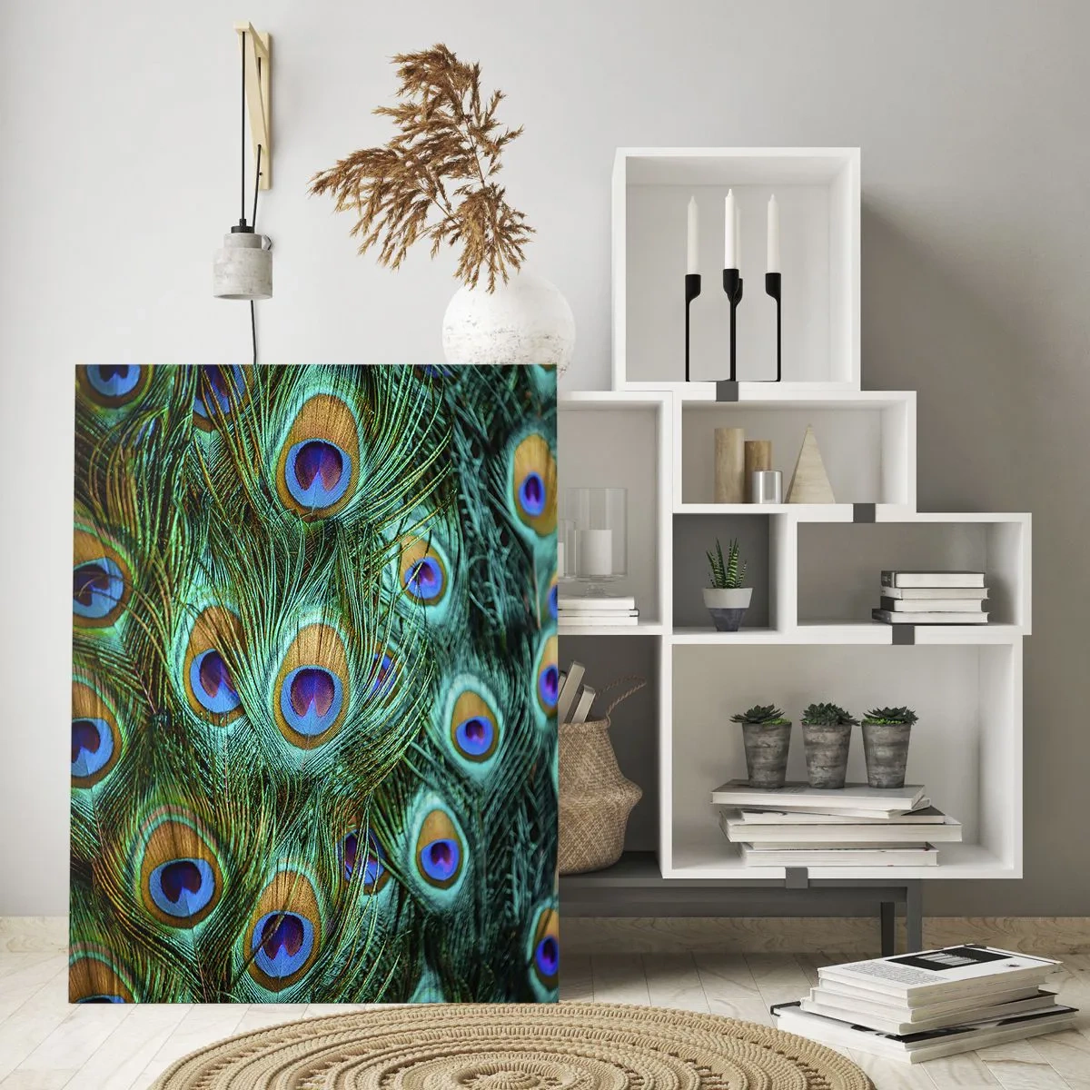 Schilderen op glas - Een pauwenooglook - 80x120 cm