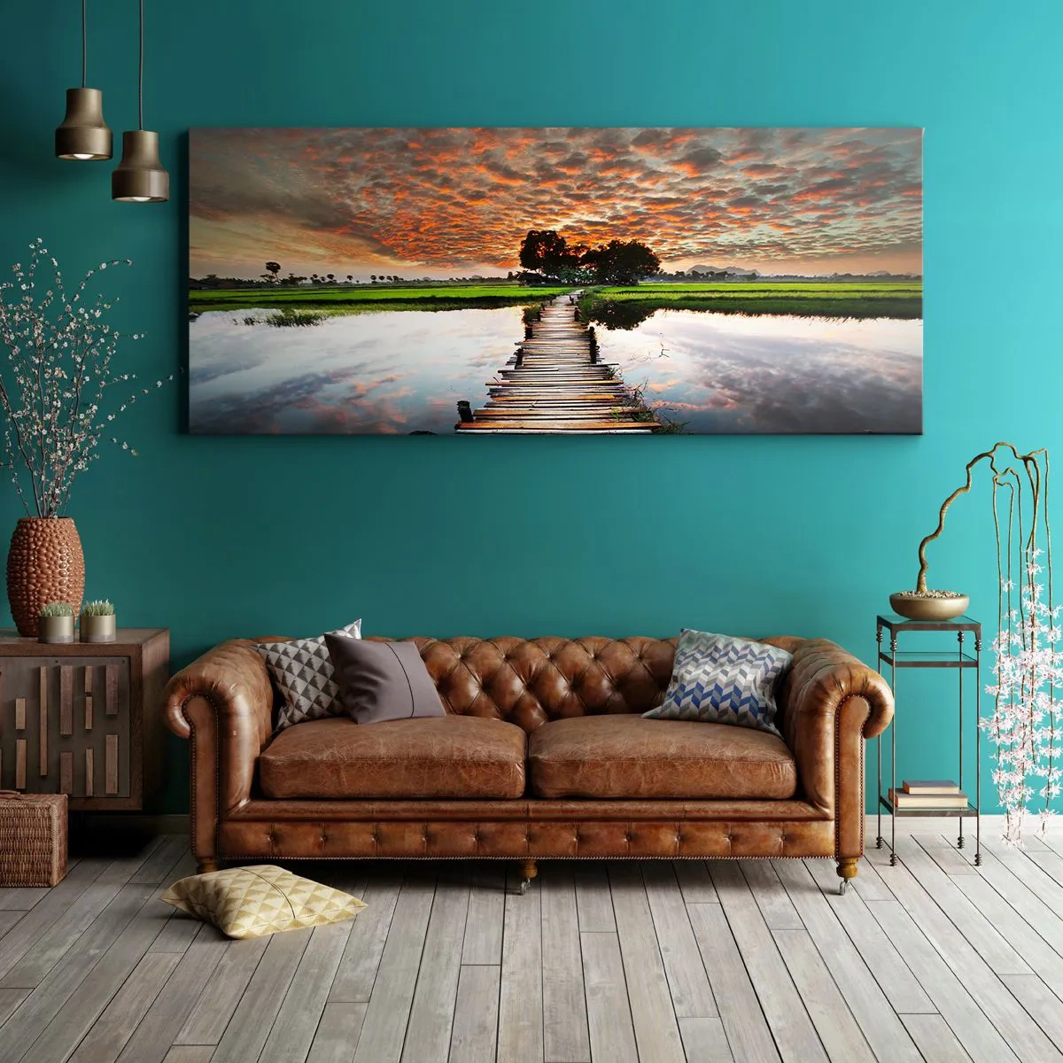 Schilderen op canvas - Strek je armen - ademen - 160x50 cm