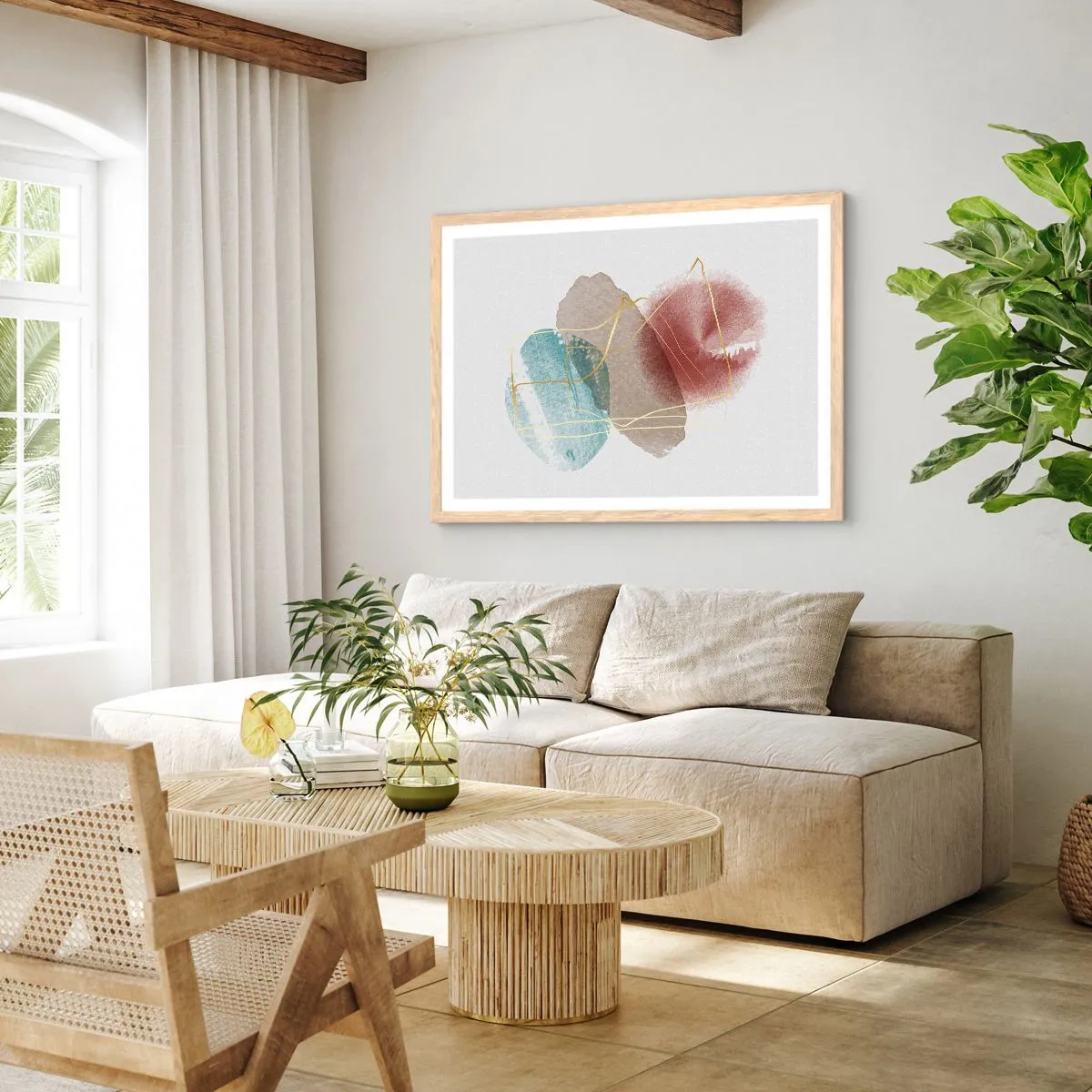 Een poster in een licht eiken lijst - Koralen van de ruimte - 100x70 cm