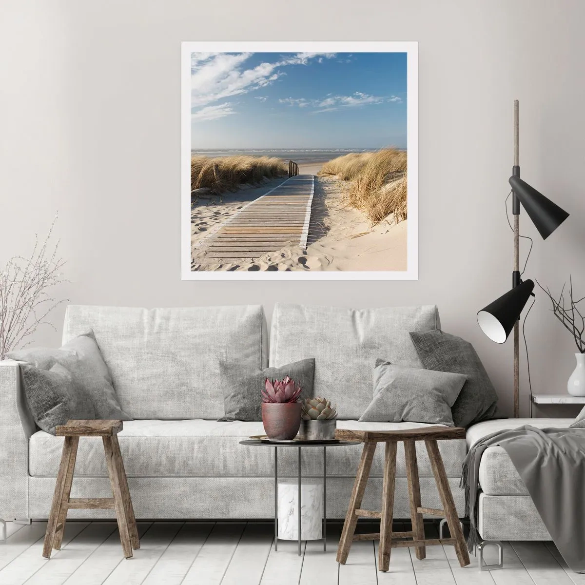 Poster - Achter het duin, in het ruisen van gras - 40x40 cm