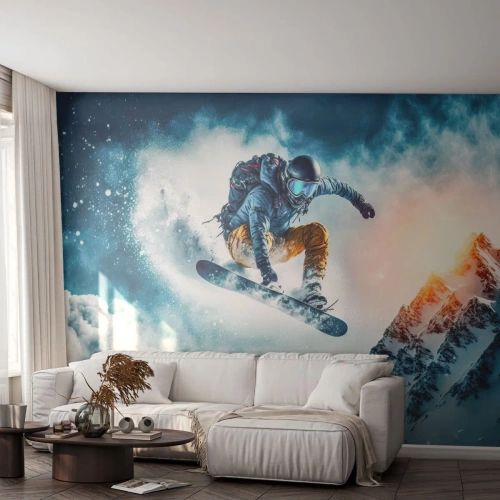 Fotobehang Standard Eco - Extreme emoties - Snowboarden, Sport, Winter - 150x105 cm