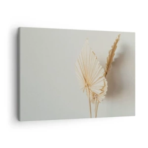 Schilderen op canvas - Gedroogde palmbladeren in een minimalistische opstelling - 70x50cm - Wanneer je verlichting nodig hebt - Moderne wanddecoratie voor woonkamer en slaapkamer ARTTOR