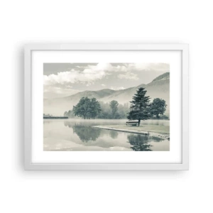 Poster in een witte lijst - Het meer slaapt nog - 40x30 cm