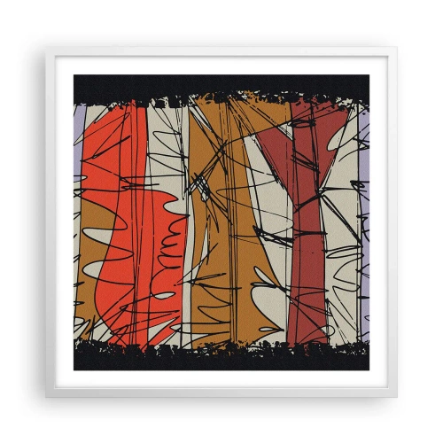 Poster in een witte lijst - Spontane compositie - 60x60 cm
