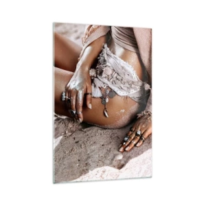 Schilderen op glas - Door de golven gegooid? - 70x100 cm