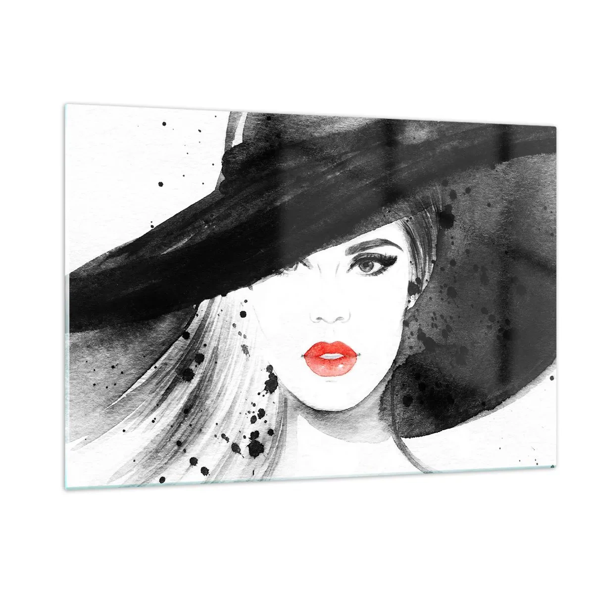 Schilderen op glas - Vrouw in het zwart - 120x80 cm