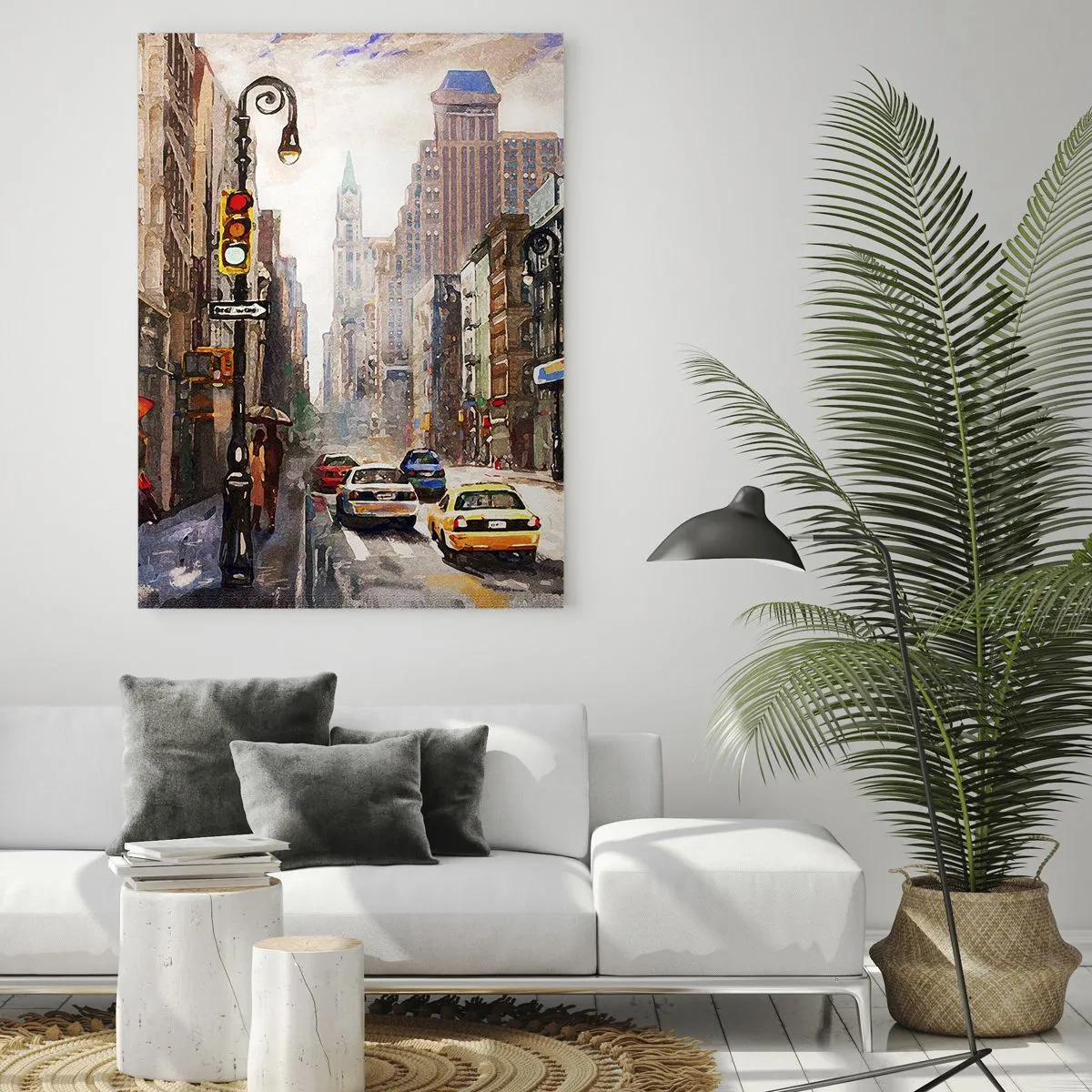 Schilderen op glas - New York - ook kleurrijk in de regen - 50x70 cm