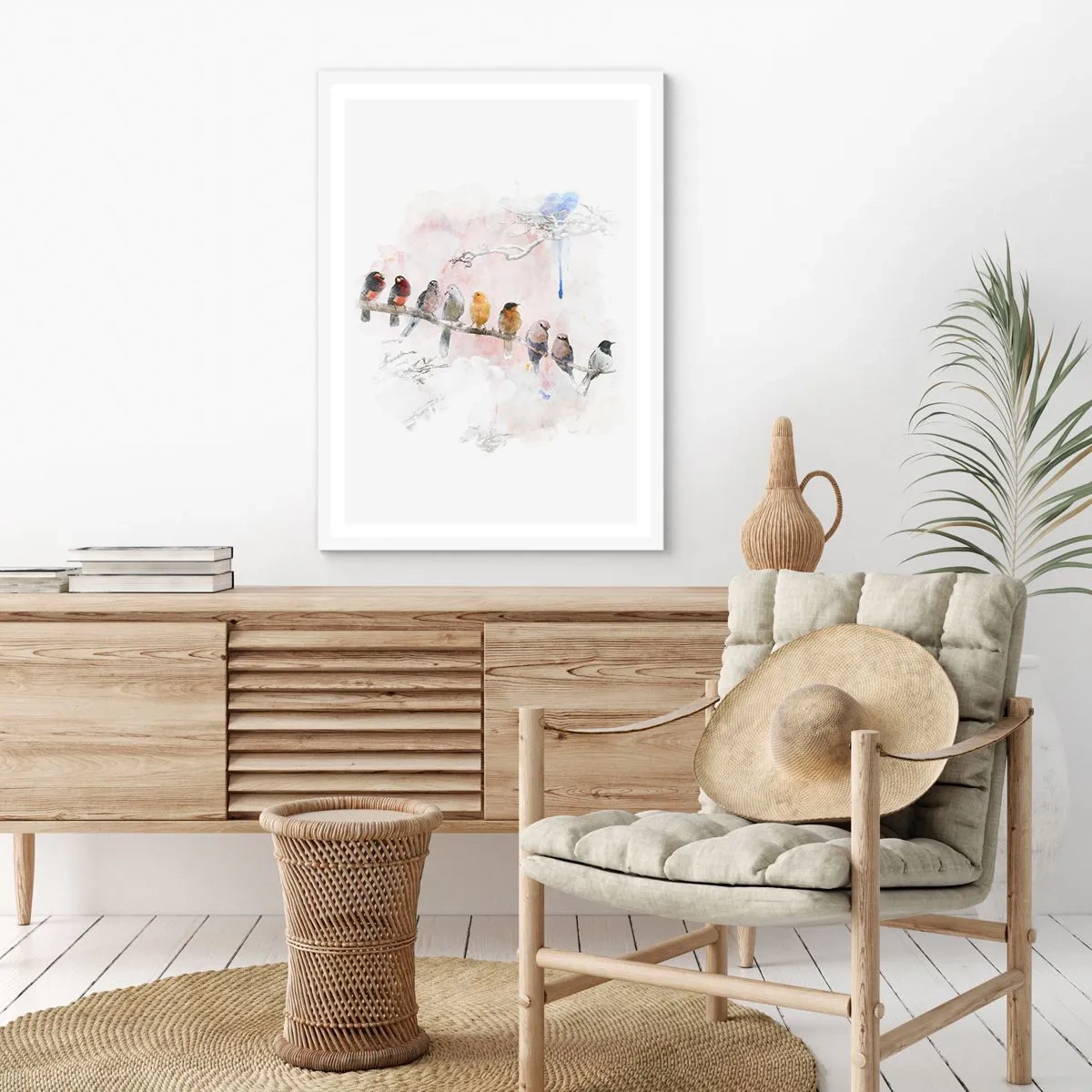 Poster in een witte lijst - Gevleugelde ontmoeting - 70x100 cm