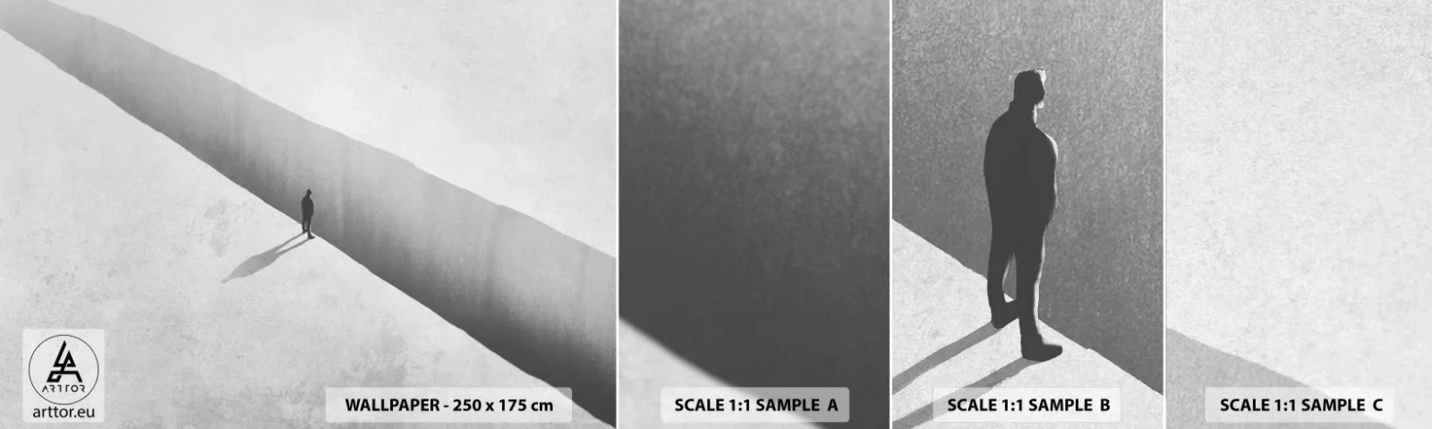 Fotobehang Monster Zelfklevend Deluxe Sticker - Een duidelijk doel - Afgrond, Minimalisme, Man - 100x30 cm