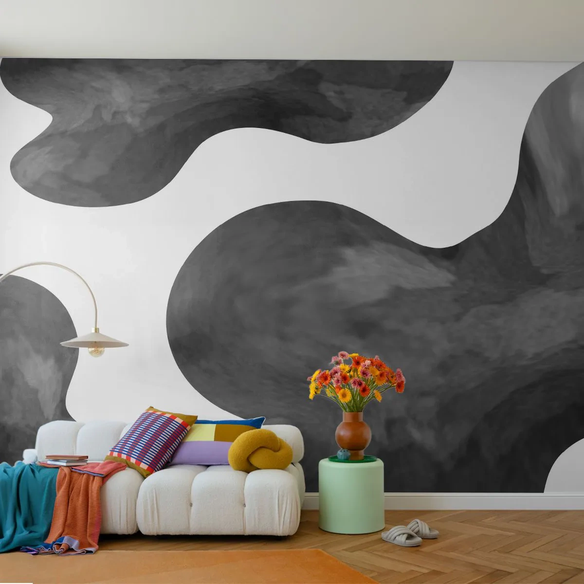 Fotobehang Premium Canvas - Melkweg - Abstractie, Deel, Zwart en wit - 500x350 cm