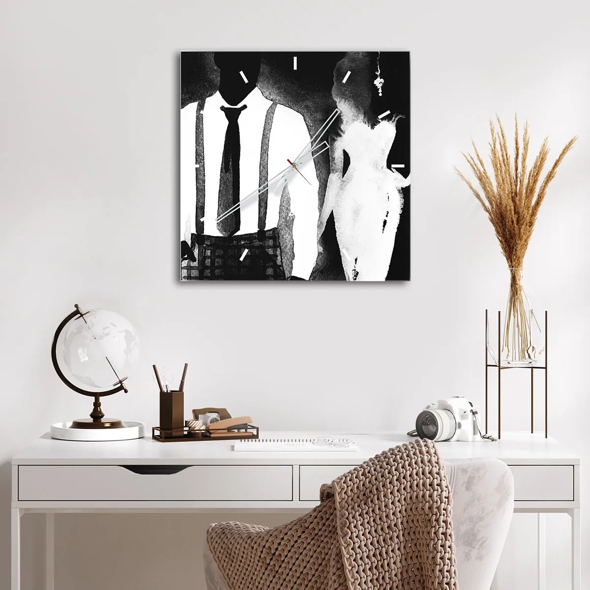 Wandklok - Klok - In een noir sfeer - 40x40 cm