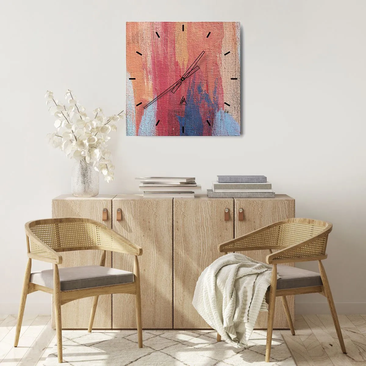 Wandklok - Klok - Ren door de regenboog - 30x30 cm