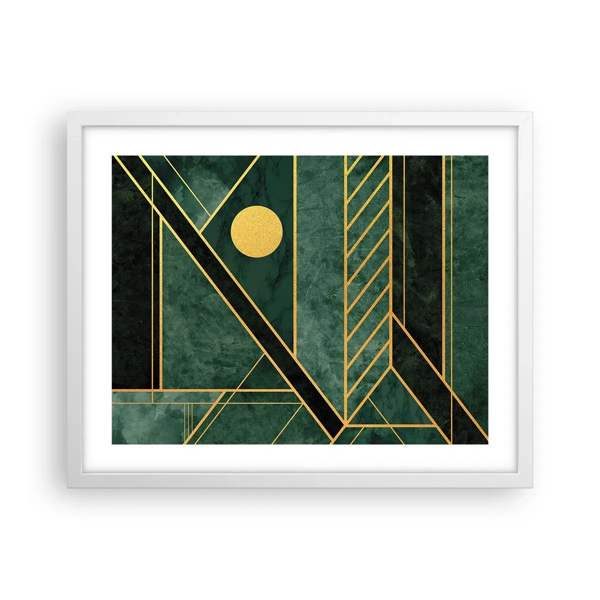 Poster in een witte lijst - Dynamiek van goud en azuur - 50x40 cm